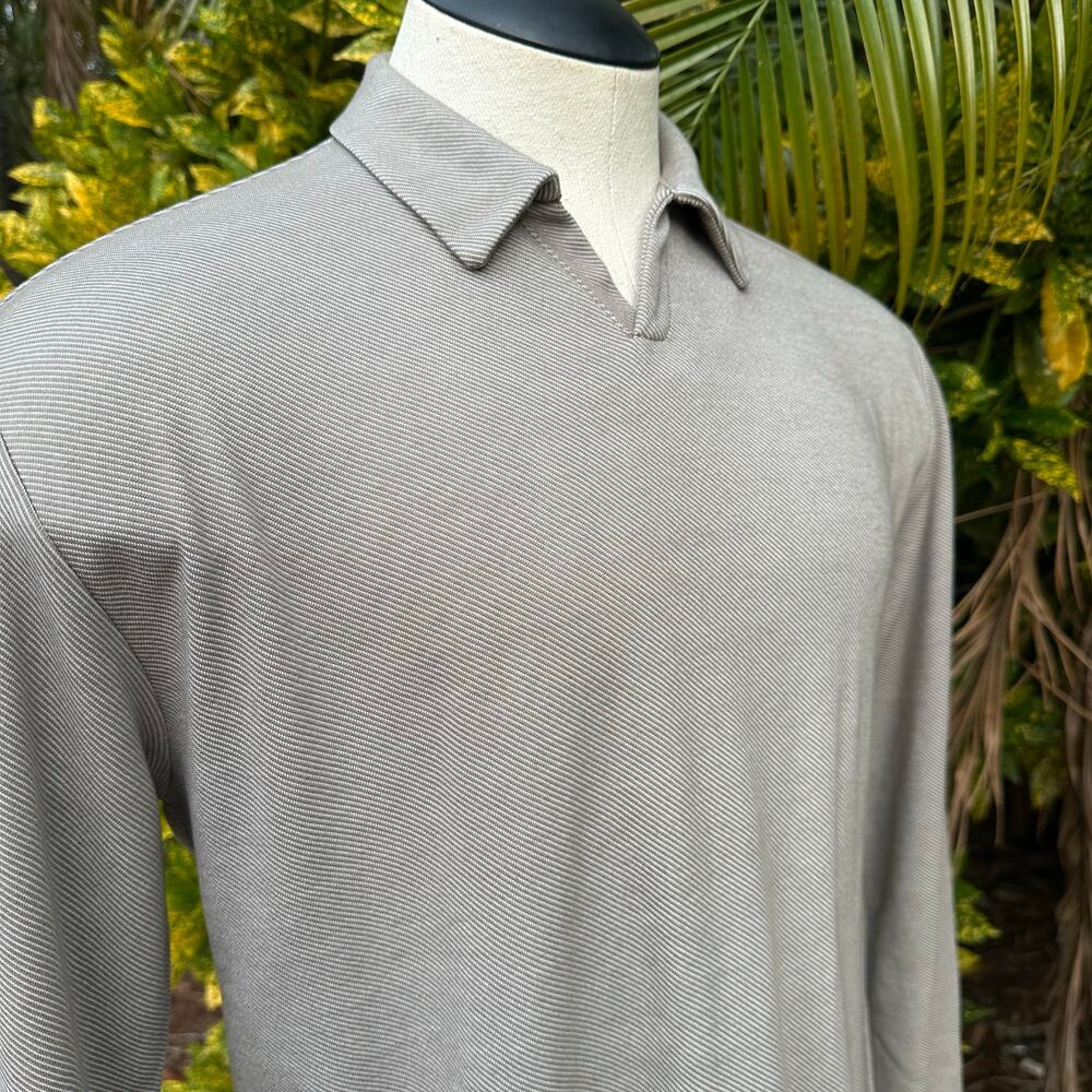 Bandini Men M Tencel Cotton Open Collar Long Sleeve Shirt Open Collar Pullover